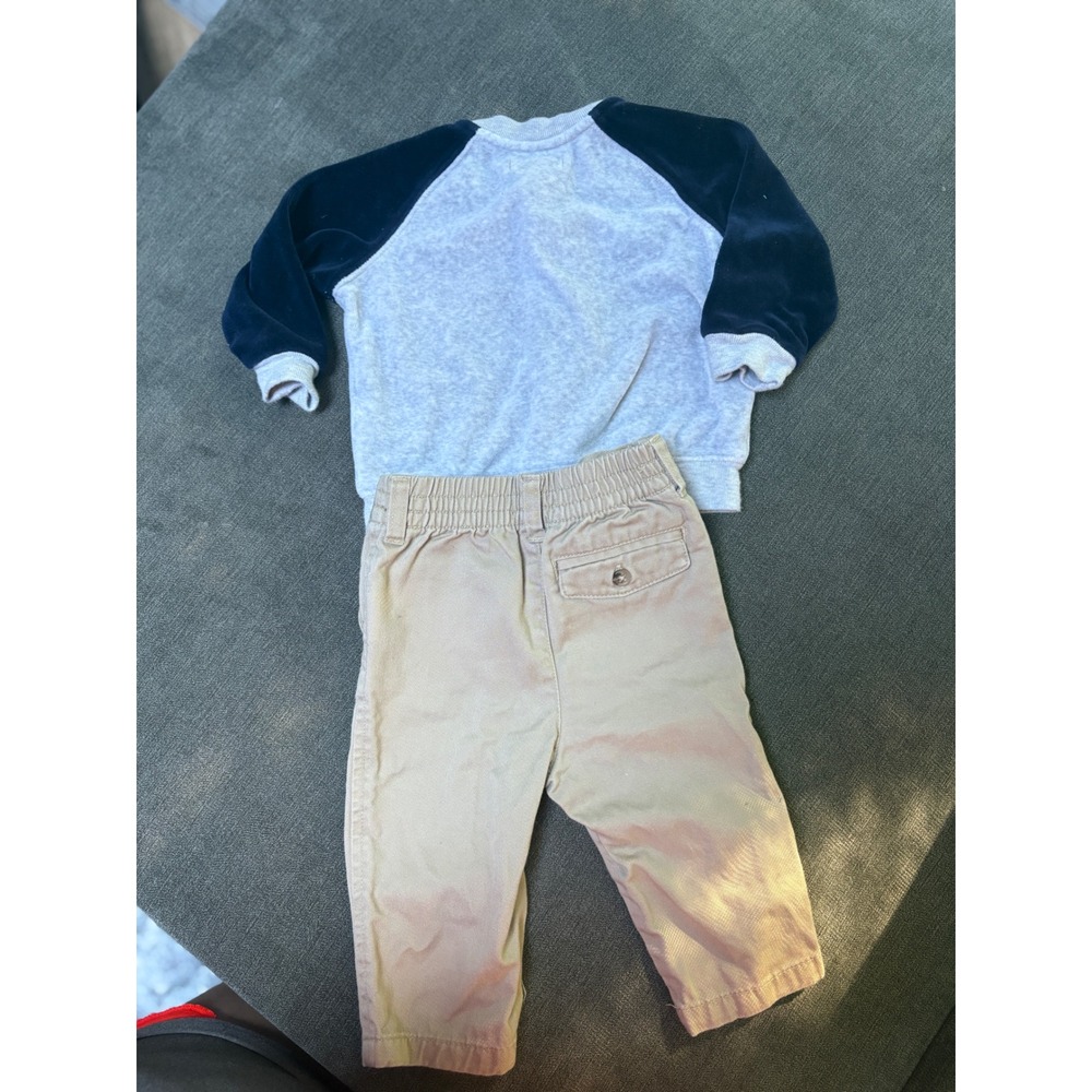 Ralph Lauren Baby Boy 6M Baseball Varsity Velour Jacket & Khaki Pants Outfit - Picture 7 of 7